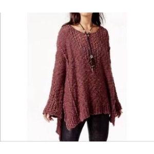Free People Pretty Pointelle Vee Rose Sweater Size Small, Oversized